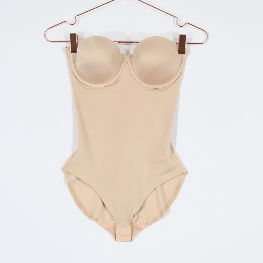 Spanx Suit Your Fancy Bodysuit Women S Tan Strapless Low Back Shapewear Slimming